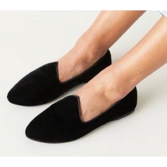 Birdies “The Heron” Black Slate Velvet Slip On Loafers Size  8 - Picture 1 of 11